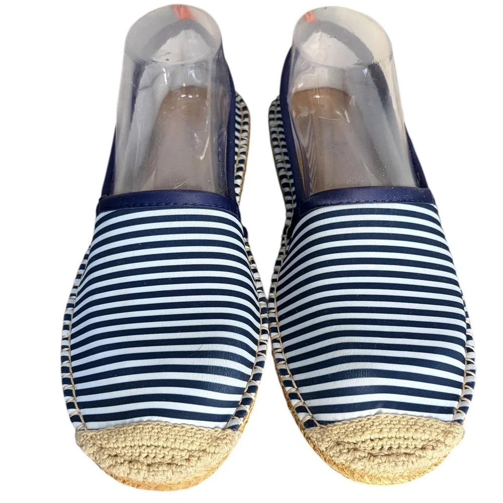 Sea‎ Star Beachwear Navy/White Striped Neoprene Espadrille Water Shoes Womens 9